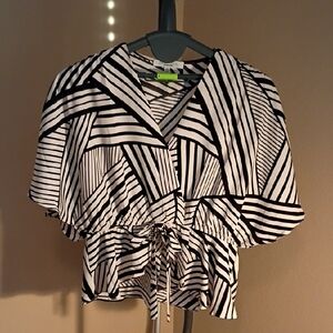 Sweet Rain Black and White Geometric Blouse Size XL